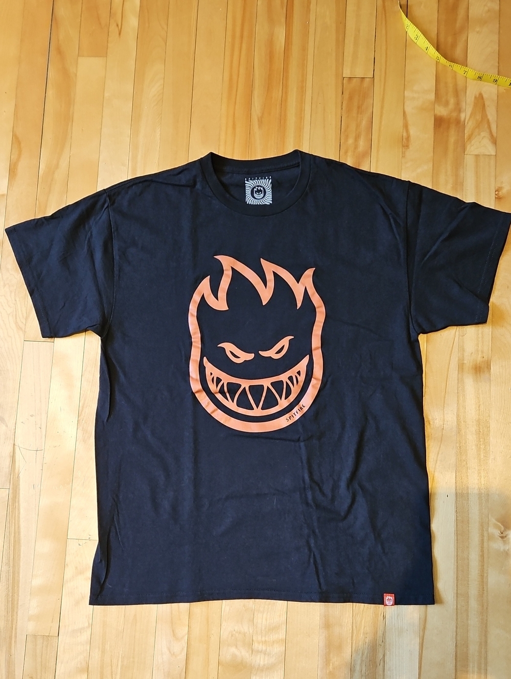 Spitfire Black Tee with Orange Flame Logo